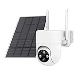 ELYSOO Solar Camera Outdoor Wireless, 2K Color Night Vision, Security Cameras Wireless Outdoor with 360°View, 4X Zoom, Battery Powered, 2.4GHz WiFi Solar Camera, PIR Alarm, IP65 Weatherproof