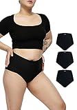 STRAWBERRY WEEKS LEAKPROOF2.0 High Waist Ultimate Absorbency Incontinence Underwear for Women | Holds 10 Tampons | Seamless Period Underwear Heavy Flow | Postpartum Leak Proof Panties (L/XL, 3-Black)