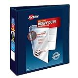 Avery Heavy-Duty View 3 Ring Binder, 3 Inch One Touch EZD Rings, 3.5 Inch Spine, 1 Navy Blue Binder (79803)