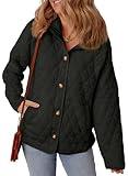 EVALESS Women's Lightweight Diamond Quilted Jacket 2024 Fashion Trendy Casual Fall Warm Winter Open Front Button Down Puffer Coat Outwear Cardigan,Black Large