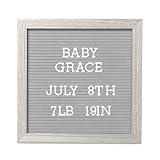 Pearhead 10" x 10" Letterboard, Rustic Nursery, Message Board, Milestone or Baby Announcement Sign, Light Gray