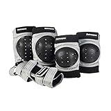 Retrospec Adult/Youth/Child Knee Pads Elbow Pads and Wrist Guards Protective Gear for Skateboarding Roller Skate BMX and Scooter Multi Sport Pad Set, Gray, Youth (10-14 Years)