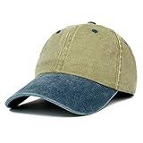 Trendy Apparel Shop Low Profile Unstructured Pigment Dyed Two Tone Baseball Cap - Khaki Navy