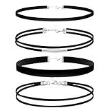 Palotay 4Pcs Black Velvet Lace Choker Set for Women Adjustable Gothic Choker Collars Black Chocker Necklace for Women Jewelry 4Pcs A