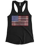 Women's Dumbbell American Flag Workout Gym Fitness Racerback Tank Top (Black, Medium)