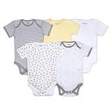 Burt's Bees Baby unisex-baby Bodysuits, 5-pack Short & Long Sleeve One-pieces, 100% Organic Cotton, Sunshine Prints, 0-3 Months