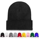 ZJHCEUS Personalized Custom Beanies for Men Women Winter Warm Hats Stocking Cap Acrylic Knit Cuff Beanie Unisex, Pure Black