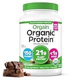 Orgain Organic Vegan Protein Powder, Creamy Chocolate Fudge - 21g Plant Protein, 7g Prebiotic Fiber, No Lactose Ingredients, No Added Sugar, Non-GMO, Shakes & Smoothies, 2.03 lb (Packaging May Vary)