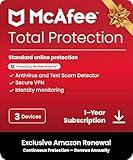 McAfee Total Protection 3-Device 2025 Ready |Security Software Includes Antivirus, Secure VPN, Password Manager, Identity Monitoring | 1 Year Subscription with Auto Renewal