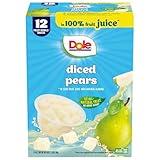 Dole Diced Pears in 100% Juice - Dole Fruit Bowls Snacks - 4 oz Fruit Bowls - 12 Pack