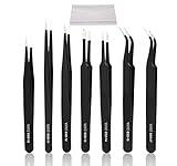 YHYZ 7pcs Precision Tweezers Set, Premium Anti-Static Stainless Steel ESD Tweezers Set Kit for Electronics, Sodlering，Jewelry, Craft, Laboratory Work, DIY(7PCS, Version)