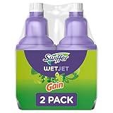 Swiffer WetJet Multi-Purpose and Hardwood Liquid Floor Cleaner Solution Refill, with Gain Scent, 42.2 fl oz each, (Pack of 2)