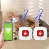 PILSAMAS 2 Pack WiFi Caregiver Call Button for Elderly at Home w App Notification, Elderly Monitoring, Caregiver Pager, Life Alert Systems for Seniors No Monthly Fee, Alert Button for Seniors at Home