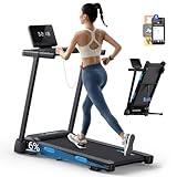 MERACH Foldable Treadmill with Incline, 7.5MPH Quiet Treadmills for Home with Double Deck Technology, 4 Silicone Shock Cushion, Heart Rate Monitoring,16.5" Wider Belt, APP, LED Display