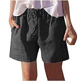 Generic Early Labor Day Deals Womens Casual Linen Shorts Fashion Drawstring High Waisted Wide Leg Shorts Loose Comfy Summer Beach Shorts with Pocket Corriendo Pantalones Cortos para Mujeres, Small