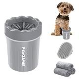 Comotech Portable Pet Paw Washer and Foot Cleaner with Silicone Brush, 3 Absorbent Towels for Small Dogs (Grey)