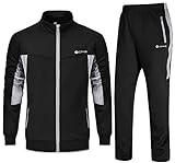 Rdruko Men's Tracksuit Athletic Full Zip Casual Sports Outfit Jogging Gym Sweatsuit(Black+Gray,US M)