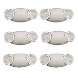 Amazon Basics LED Emergency Light, UL Certified, 6-Pack, Adjustable Two LED Bug Eye Head, Battery Backup, Nickel (Previously AmazonCommercial brand)