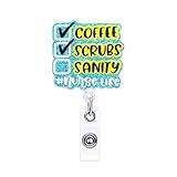 ANDGING Nurse Life Badge Reels Retractable for Nurses Coffee Scrubs Nurse Badge Reel Holder Glitter Nursing Badge Clip RN CNA LPN LVN Medical Assistant Student Badge Holder ID Card Office Accessories