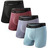 BAMBOO COOL Men’s Underwear boxer briefs Soft Comfortable Bamboo Viscose Underwear Trunks (4 Pack) (M, long boxer briefs)