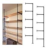 Industrial Wall Mount Iron Pipe Shelf, 5 Shelves Shelving Bracket Black Vintage Retro Ceiling Hung shelf DIY Open Bookshelf Storage for offcie Room Kitchen (2PcsX5Tier,68" Tall,10"deep,Hardware Only)