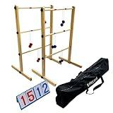 Enjoyard Ladder Ball Set with 2 Ladders 6 Bolas and Scoreboard Lawn Game Ladder Toss Outdoor Ladder Toss Game Set Wood Ladder Ball Set