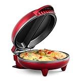 Holstein Housewares - Non-Stick Omelet & Frittata Maker, Metallic Red/Stainless Steel - Makes 2 Individual Portions Quick & Easy
