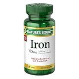 Nature's Bounty Iron 65mg, 325 mg Ferrous Sulfate, Cellular Energy Support, Promotes Normal Red Blood Cell Production, 100 Tablets