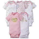 Gerber Baby Girls 5-Pack Short Sleeve Variety Onesies Bodysuits Princess Arrival 0-3 Months