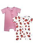 Bow Dream Baby Girl Romper 2 pack Bamboo Rayon Baby Clothes Baby Girl Short Sleeve Jumper Baby Girls’s One-Piece Rompers Summer 3-6 Months