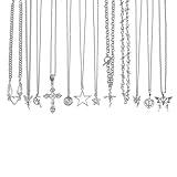 LIRUNQIN 12PCS Y2K Style Necklace Set - Grunge Emo Gothic Accessories, Vintage Silvery Jewelry, Star Necklace for Kawaii Clothes & Y2K Aesthetic