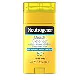Neutrogena Beach Defense Sunscreen Stick SPF 50, 1.5 oz, Hands-Free Application, Oxybenzone Free Sunscreen for Face & Body, Water-Resistant Sun Protection, Travel Size