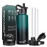 Water Bottle Insulated 32oz 40oz 64oz 128oz Straw Lid Spout Lid & 3 Lids, Leak Proof, Vacuum Insulated,Stainless Steel Water Bottle Wide Mouth for Sports, Gym or Office (Indigo Crush, 32 oz)