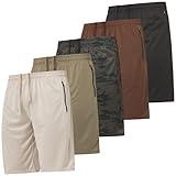 Ultra Performance Mens 5 Pack Athletic Running Shorts, Basketball Gym Workout Shorts for Men with Zippered Pockets, L