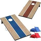 TIXWOOK Cornhole Sets 4'x2' with 8 Bean Bags Regulation Size, Corn Hole Games for Adults Outdoor Bean Bag Toss Game, MDF Wood