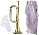 TUOREN Gold Bugle Cavalry Trumpet Brass Instrument for School Band Cavalry Beginner Military Orchestra W/Carrying Bag