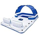 Bestway Hydro-Force Tropical Breeze 6 Person Inflatable Party Island Water Float Lounger with 6 Cup Holders, Backrests, and Detachable Sun Shade