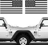 Die Cut Subdued Matte Black American Flag Sticker 3" X 5" Tactical Military Flag USA Decal Great for Car, Hard Hat. Car Vinyl Window Bumper Decal Sticker (1 Pair)