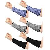 3 Pairs Arm Protectors for Thin Skin and Bruising Cut Resistant Forearm Sleeve Level 5 Arm Burn Protection Sleeve (Black, Royal Blue, Grey,7.9 Inch)