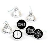 Big Dot of Happiness New Year's Eve - Silver - 2025 New Years Eve Party Round Candy Sticker Favors - Labels Fit Chocolate Candy (1 Sheet of 108)