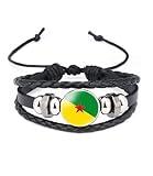 vmcoatdu Guyana French Guiana National Flags Bangle Retro Alloy Leather Bracelet for National Flag Braided Rope Bracelet Bangle (French Guiana)