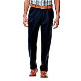 Haggar mens Work to Weekend No Iron Twill Pleat Front - Regular and Big & Tall Sizes dress pants, Dark Navy, 36W x 32L US