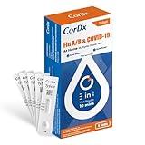 CorDx TyFast 10 Mins Flu A/B & Covid-19 Multiplex Rapid Test, Results in 10 Minutes—Precision Skip The 15 Wait, FDA Authorized, at Home 3-in-1 Combo Kit, 5 Tests, Use-Friendly & No Discomfort