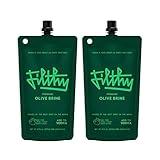 Filthy Olive Brine, Premium Cocktail Mixer, Filtered for Dirty Martinis, Olive Juice for Cocktails Made from Naturally Cured Olives, Non-Alcoholic, Non-GMO, Gluten Free, 8 Oz Pouch, 2 Pack