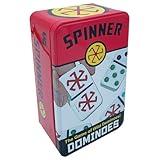 Front Porch Classics | Spinner Colored Dot Dominoes Set, On-The-Go Travel Storage Tin 2 to 8 Players Ages 8 to 99