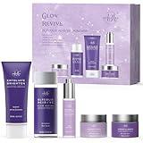 Christmas Gift for Women Skincare Set, Glycolic Acid+Vitamin C Facial Skin Care Sets & Kits, Skin Care Gifts for Women w/Exfoliates Face Wash, Toner, Serum, Moisturizer, Mask, Vegan & Cruelty-Free