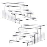 Fixwal 10pcs 2 Set Acrylic Risers for Display Clear Perfume Organizer Stands Acrylic Display Risers for Show Figures, Cupcake, Jewelry, Toys, Perfume and More (Large Size)