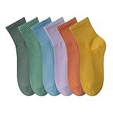 MAGIARTE Womens Mini Crew Ankle Socks Pure Cotton Athletic Casual Mutil Color Socks for Women 6-Pack (Mini Crew #07)