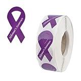 WANDIC Printed Purple Ribbon Stickers, 500pcs Alzheimer’s Awareness Decals Adhesive Label for Public Charity Fundraiser Events Supplies Gifts