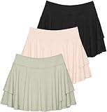 3 Pack Womens Skorts Skirt Mini Tennis Shorts Built in Underneath Golf Casual Athletic Yoga Workout Pockets High Waisted Active Sport Running Pickleball Pleated Summer Layered Gym Exercise Flowy